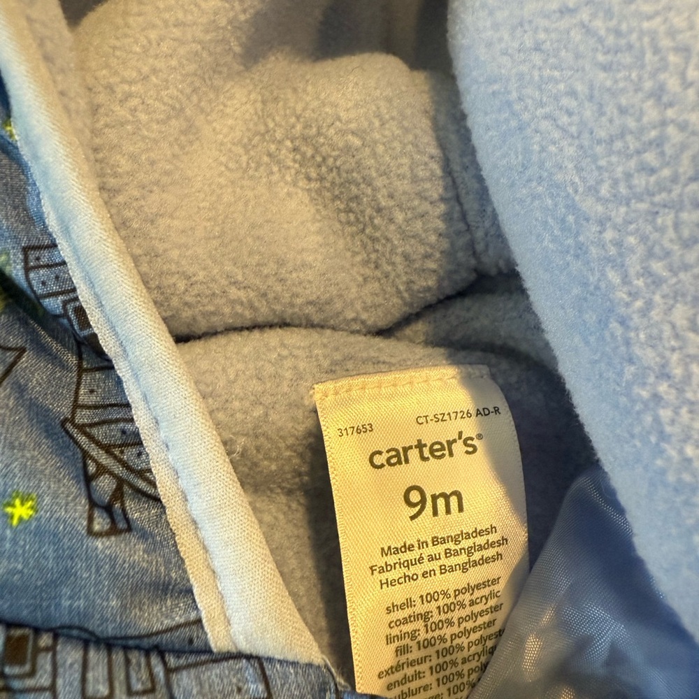 Carter's Blue Patterned Snowsuit - Picture 2 of 2